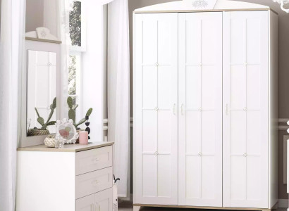 Suite Bedroom Wardrobe Set 3-piece Chest of drawers Wood White
